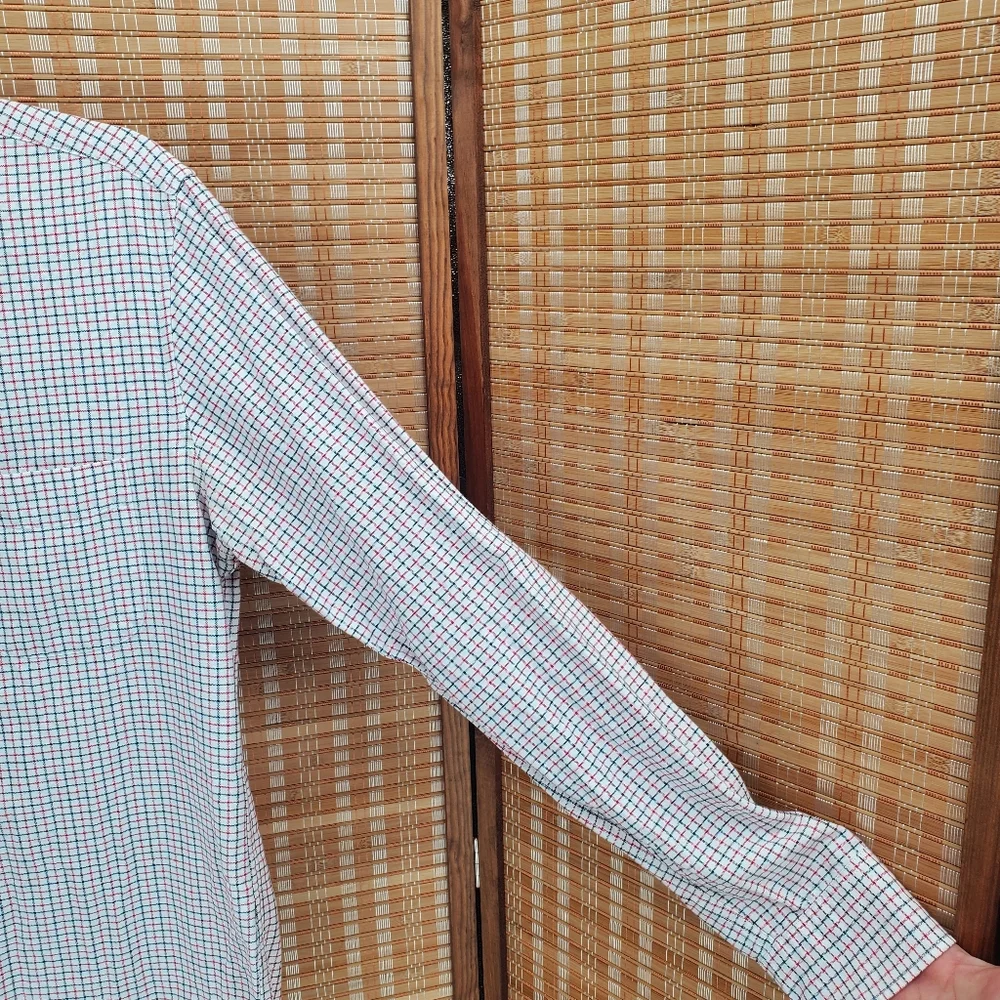 ♧ J Crew All Cotton Oxford Slim Plaid Buttoned Shirt Size Medium White Blue Red